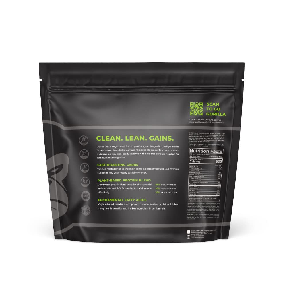 Mocha mass gainer shake prepared with Gorilla Gulps plant-based blend.