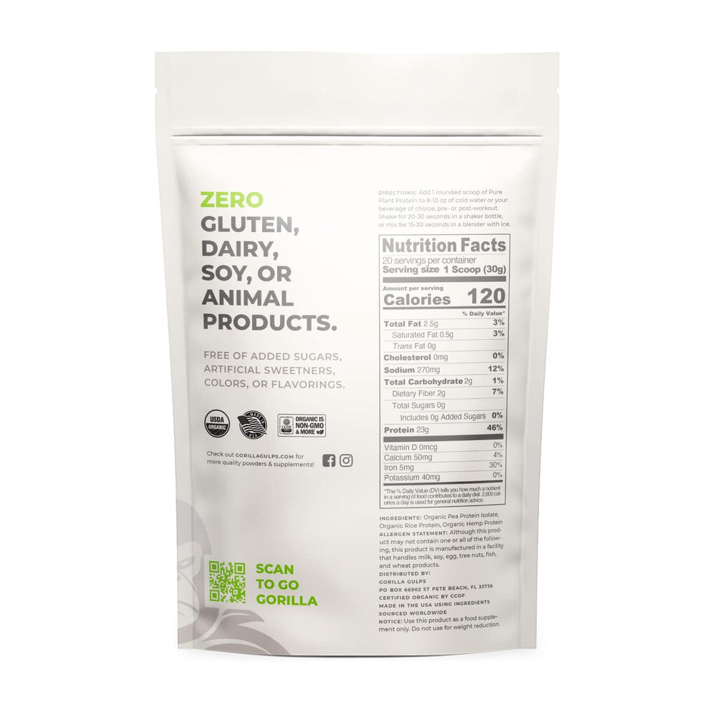 Gorilla Gulps unflavored protein powder scoop ready for versatile use.