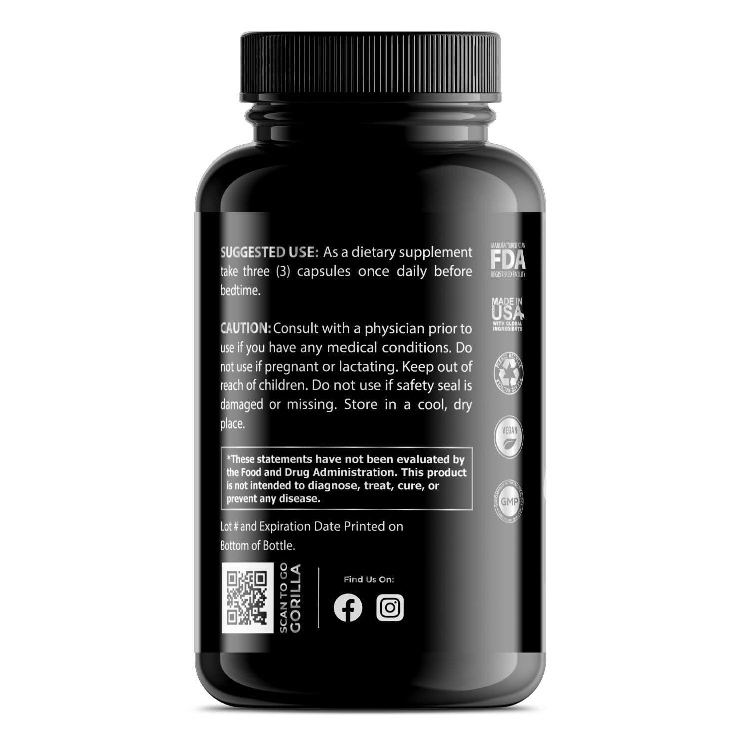 Gorilla Gulps Silverback-T label detail highlights purity and ingredients.