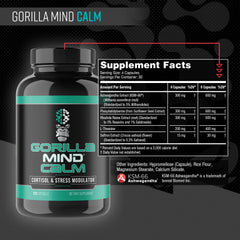Gorilla Mind Calm capsules close-up suggesting relaxation and recovery.