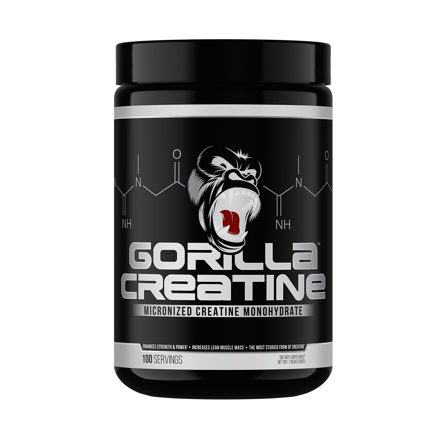 Gorilla Mind Creatine monohydrate bottle with micronized powder for smooth mixing