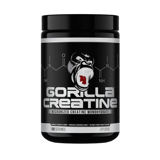 Gorilla Mind Creatine monohydrate bottle with micronized powder for smooth mixing
