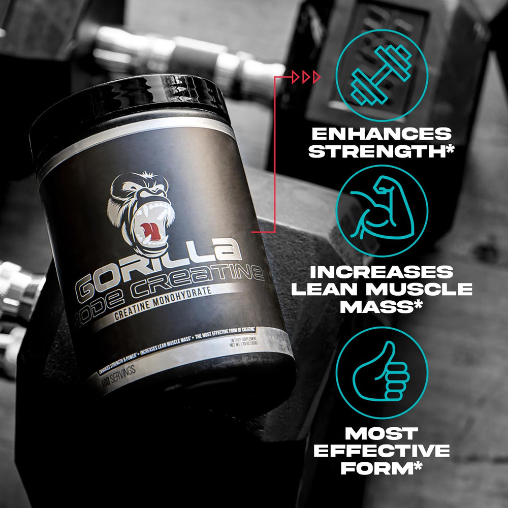 Gorilla Mind Creatine serving scoop showing 5g daily dose