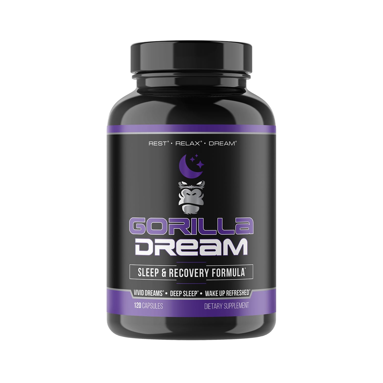 Gorilla Mind Dream sleep bottle on nightstand promoting deep nightly rest