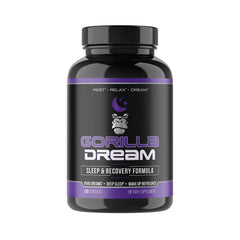 Gorilla Mind Dream sleep bottle on nightstand promoting deep nightly rest