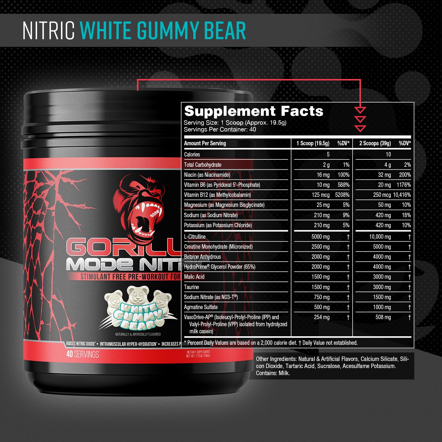 Gorilla Mind Gorilla Mode Nitric powder poured into a shaker showing smooth mixability