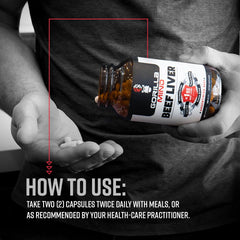 Gorilla Mind natural multivitamin beef liver, nutrient-dense and convenient daily capsule.