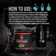 Gorilla Mind Nitric Up used during a workout with visible pumps and focus