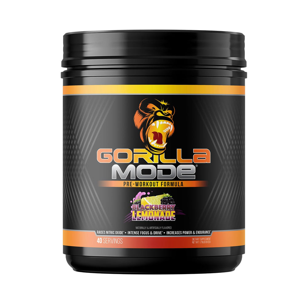 Gorilla Mind Pre Workout bottle and scoop ready for a powerful pump.