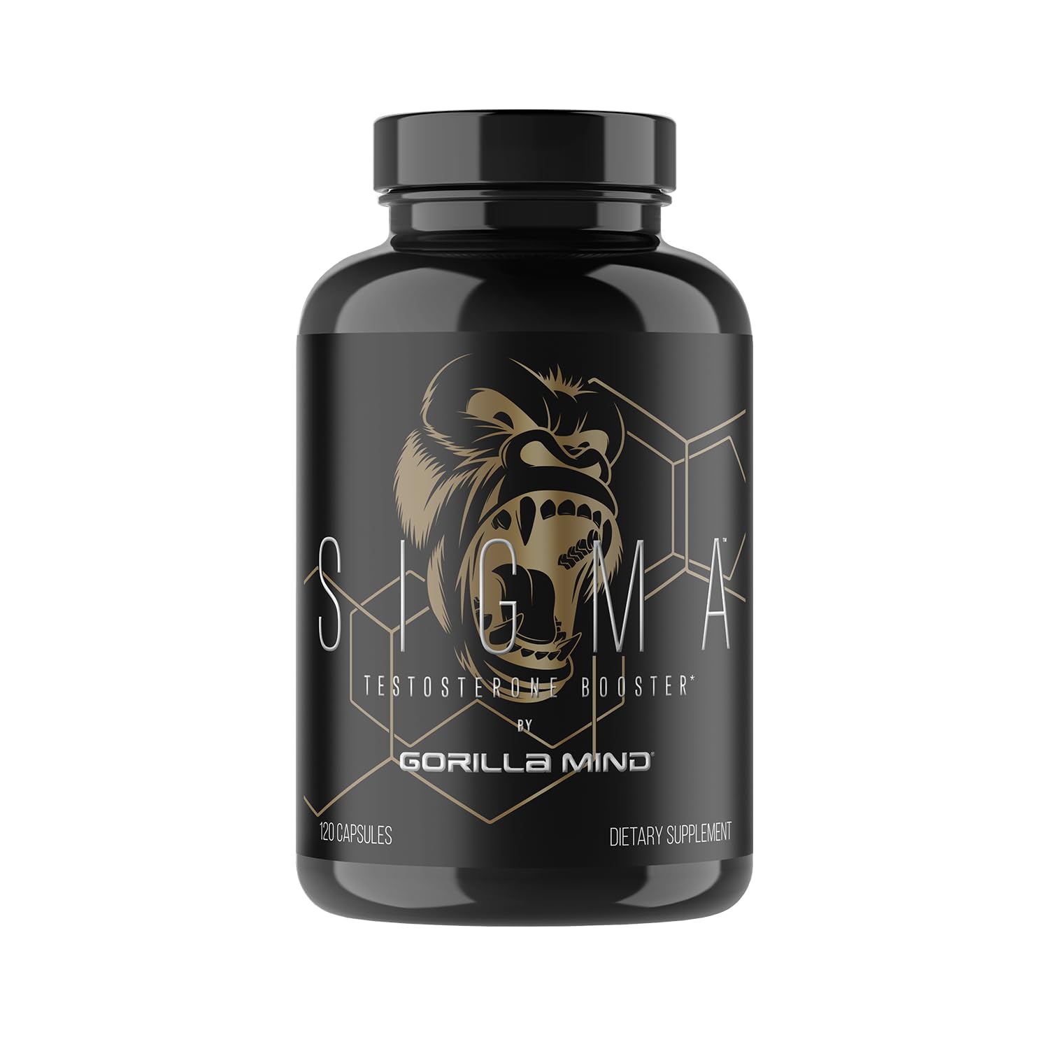 Gorilla Mind Sigma bottle with Tongkat Ali 1% eurypeptides for potential testosterone support