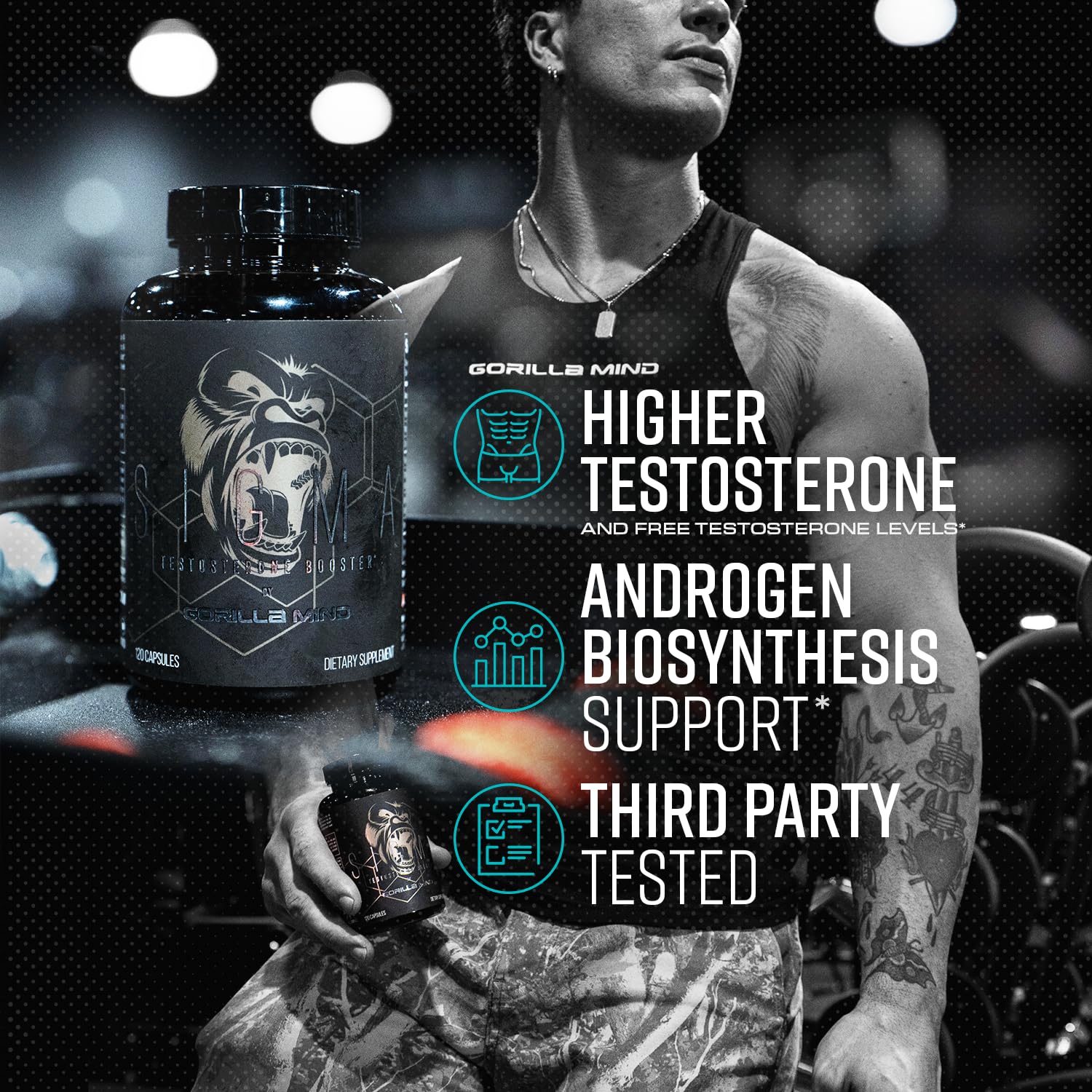 Gorilla Mind Sigma label highlights transparent ingredients, no proprietary blends