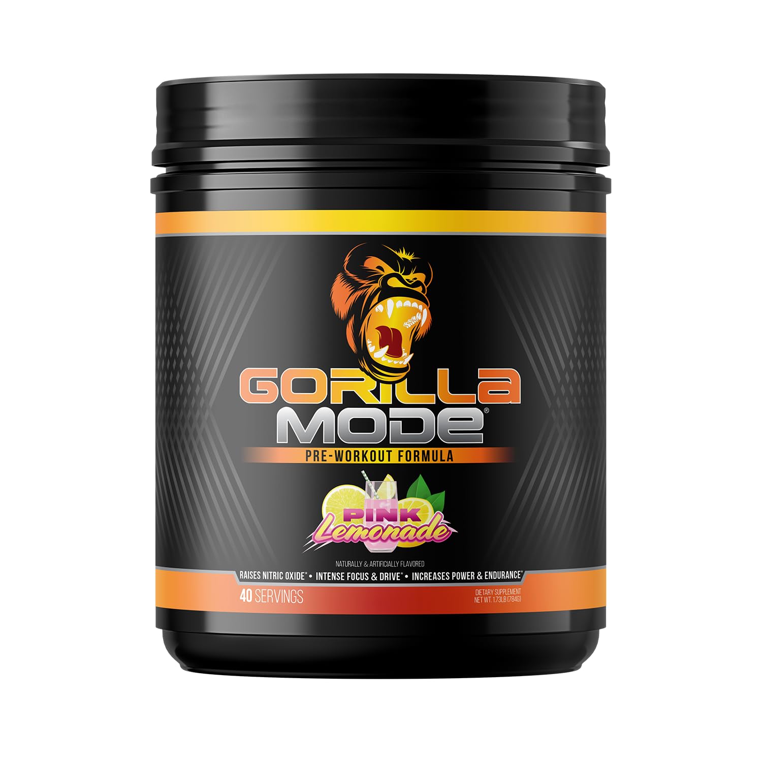 Gorilla Mind Gorilla Mode pink lemonade bottle pour shows focus and pumps during training