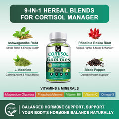 GORNVB Cortisol Gummies bottle with seal and ingredients list