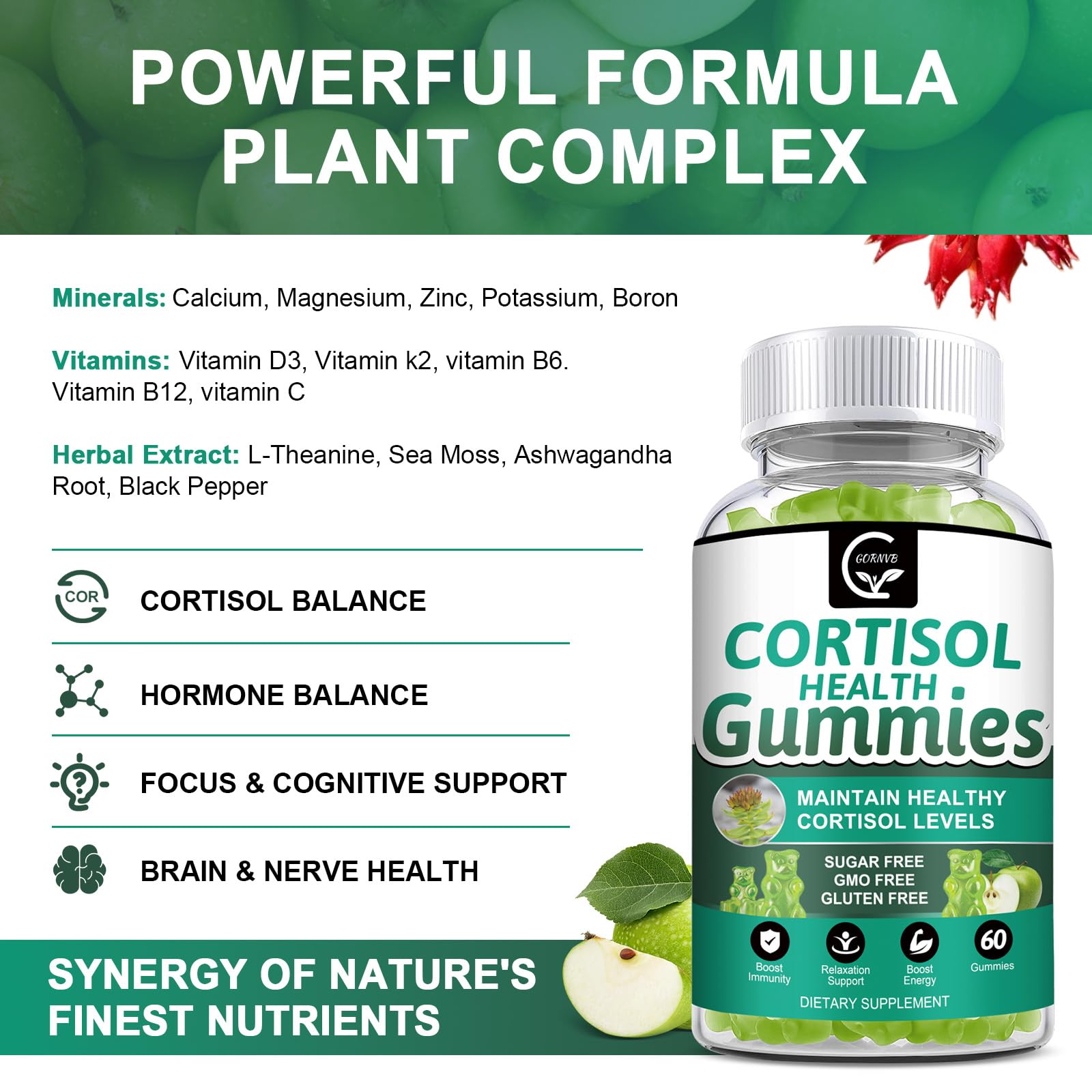 GORNVB Cortisol Gummies in hand ready for a calming daily routine
