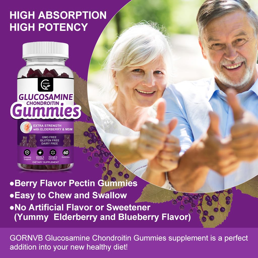 GORNVB glucosamine chondroitin gummies ingredients panel close-up