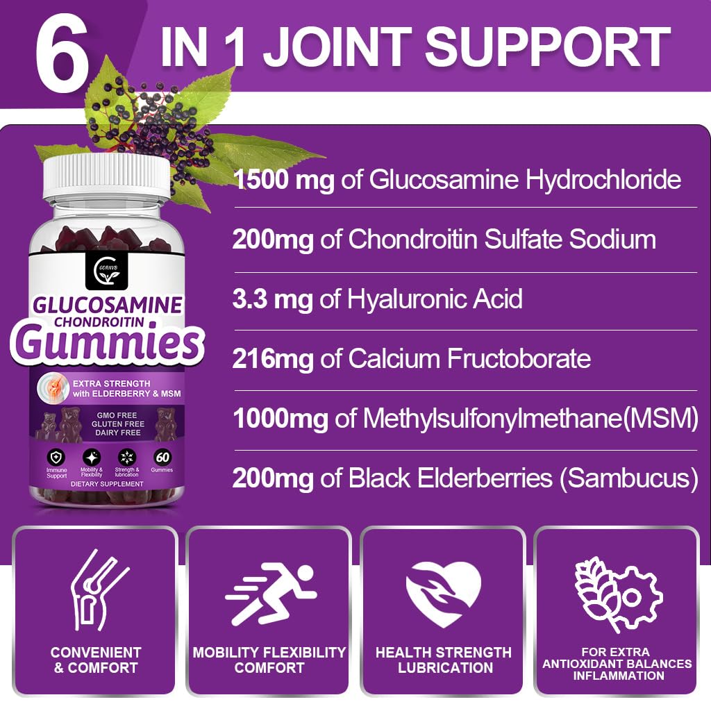 GORNVB glucosamine chondroitin gummies jar close-up showing berry flavor.