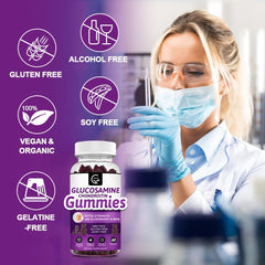 GORNVB glucosamine chondroitin gummies label with ingredients overview.