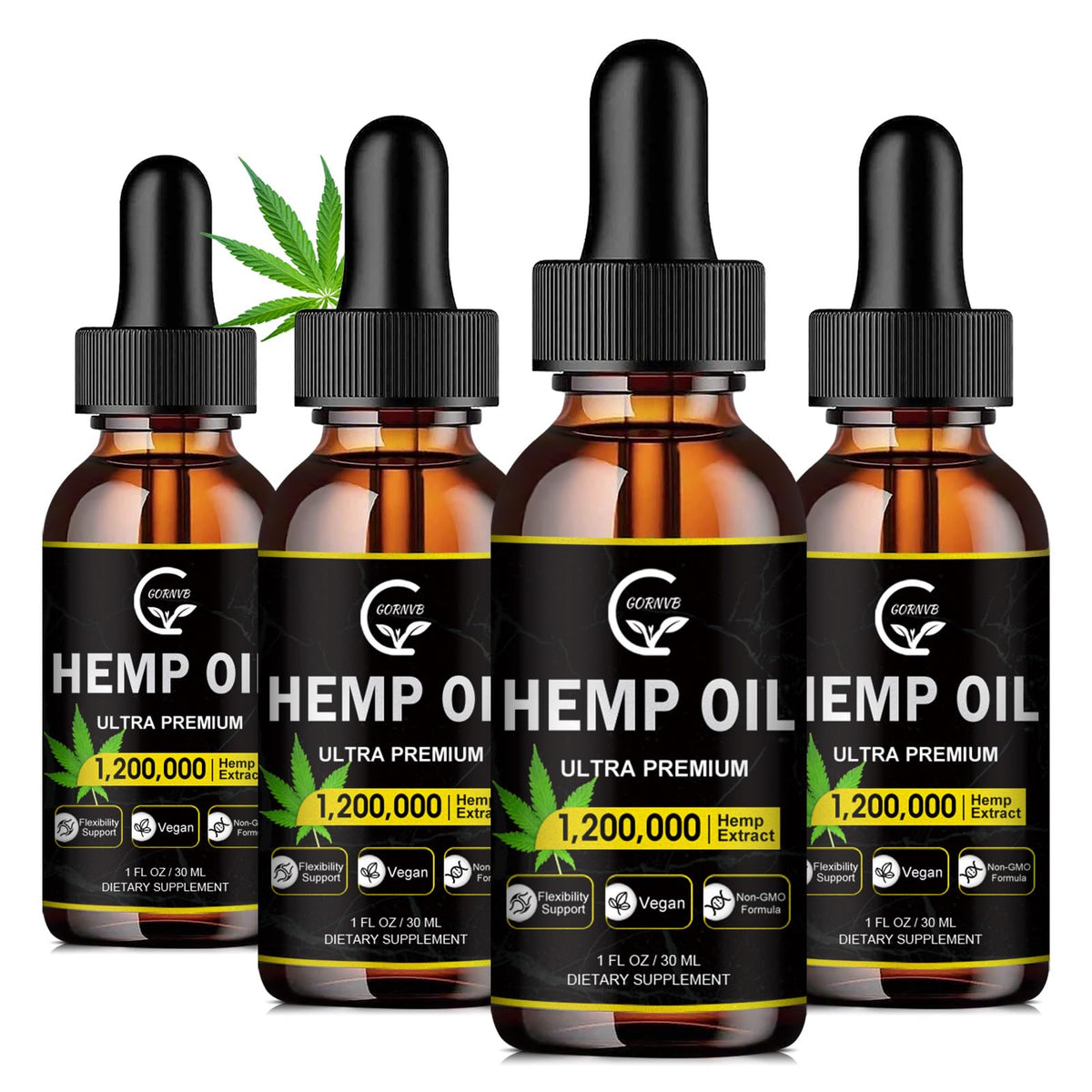 GORNVB High Potency Hemp Oil bottle front view for daily wellness support