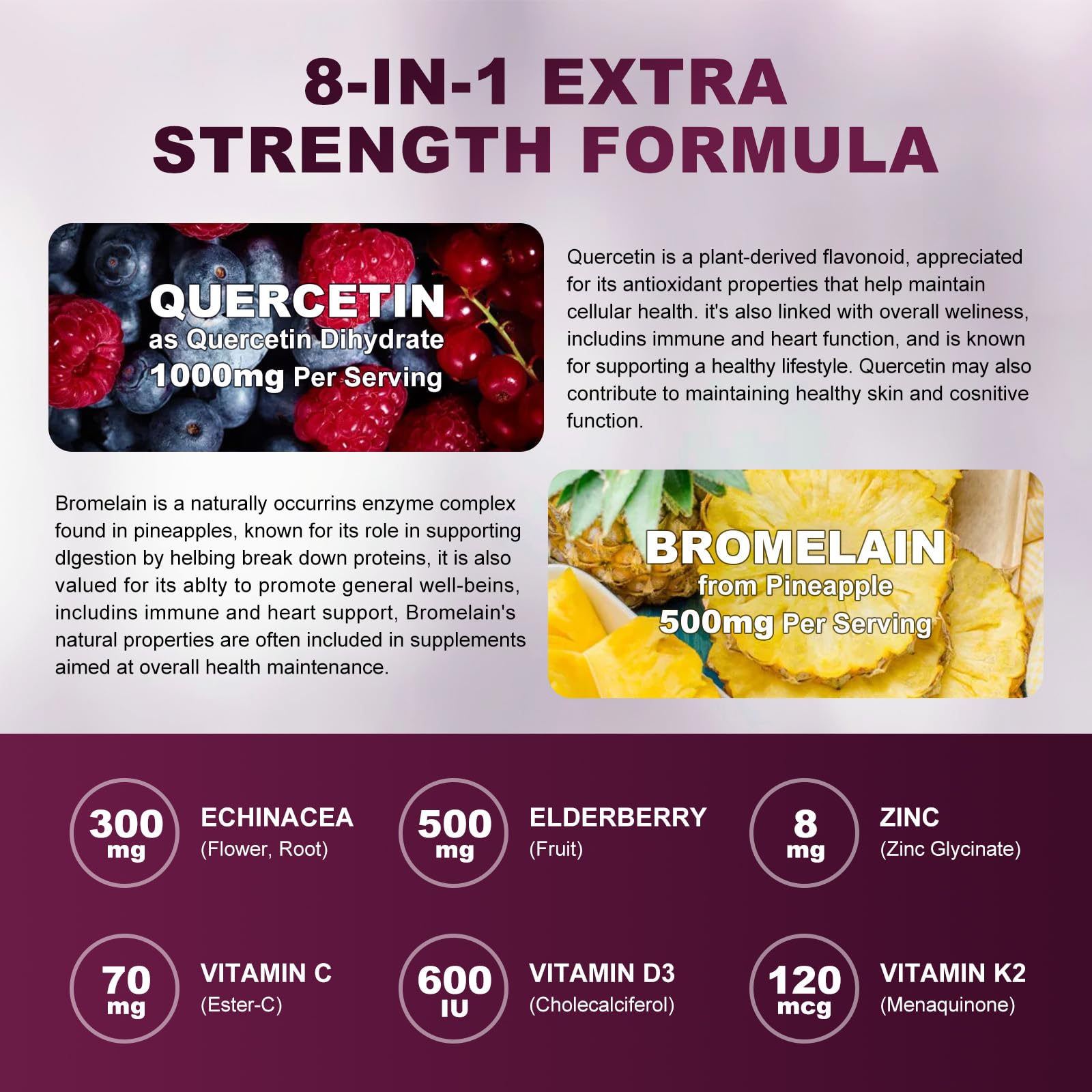GORNVB Quercetin with Bromelain gummies offer easy daily intake.