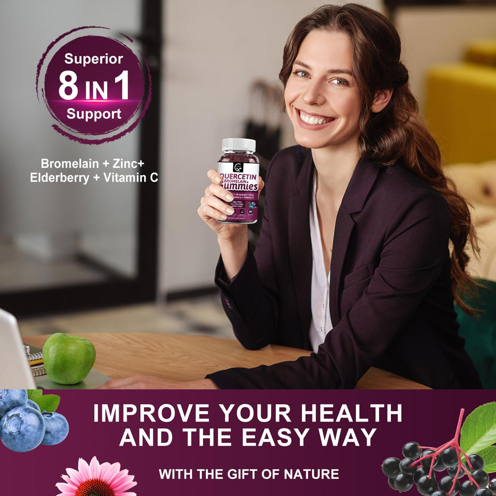 GORNVB Quercetin with Bromelain zinc and vitamin C close-up emphasizes antioxidant synergy.