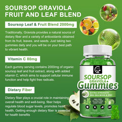 GORNVB Soursop Gummies candies close-up, tasty source of Vitamin C and zinc.