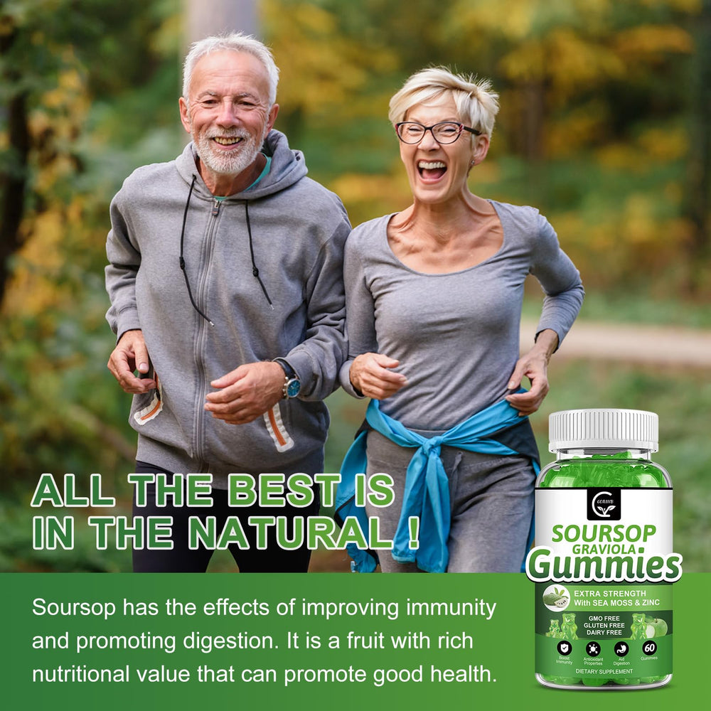 GORNVB Soursop Gummies vegan-friendly badge, plant-based wellness option.