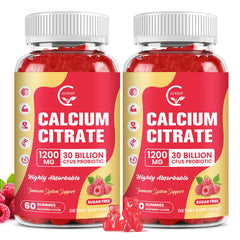 GORNVB calcium citrate gummies bottle front promotes high absorption for bones