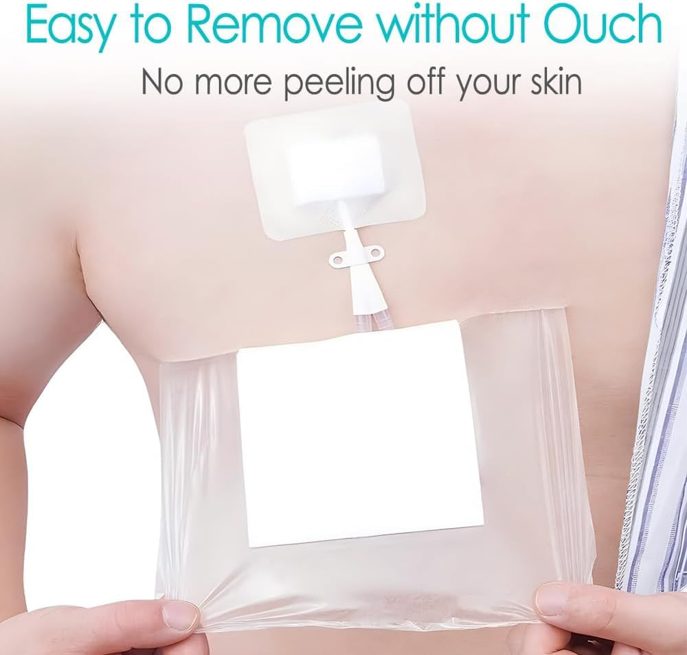 GoToHere waterproof shower cover with nonstick center pad close-up for easy dressing changes