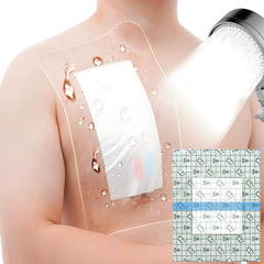 GoToHere waterproof shower cover front view showing transparent seal for post-surgical showers