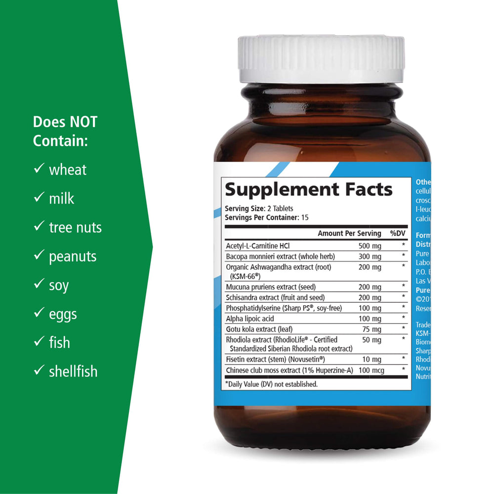 Gotu Kola and Phosphatidylserine listed for focus and clarity.