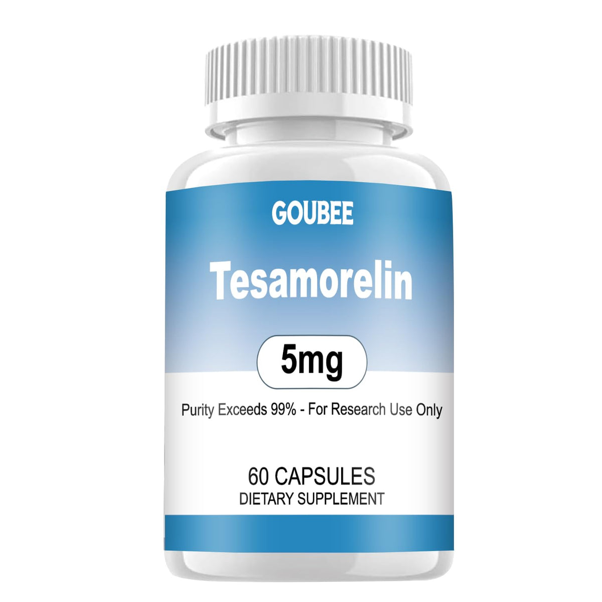 GOUBEE Tesamorelin bottle with clear labeling for accurate dosing in research.