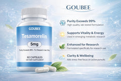 GOUBEE Tesamorelin capsules showing 5 mg each for precise experiments.