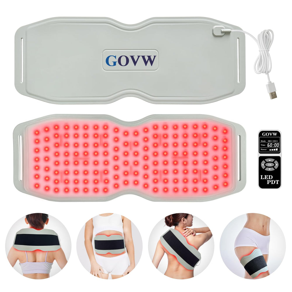 GOVW red light therapy belt front view showing large treatment area for targeted relief.