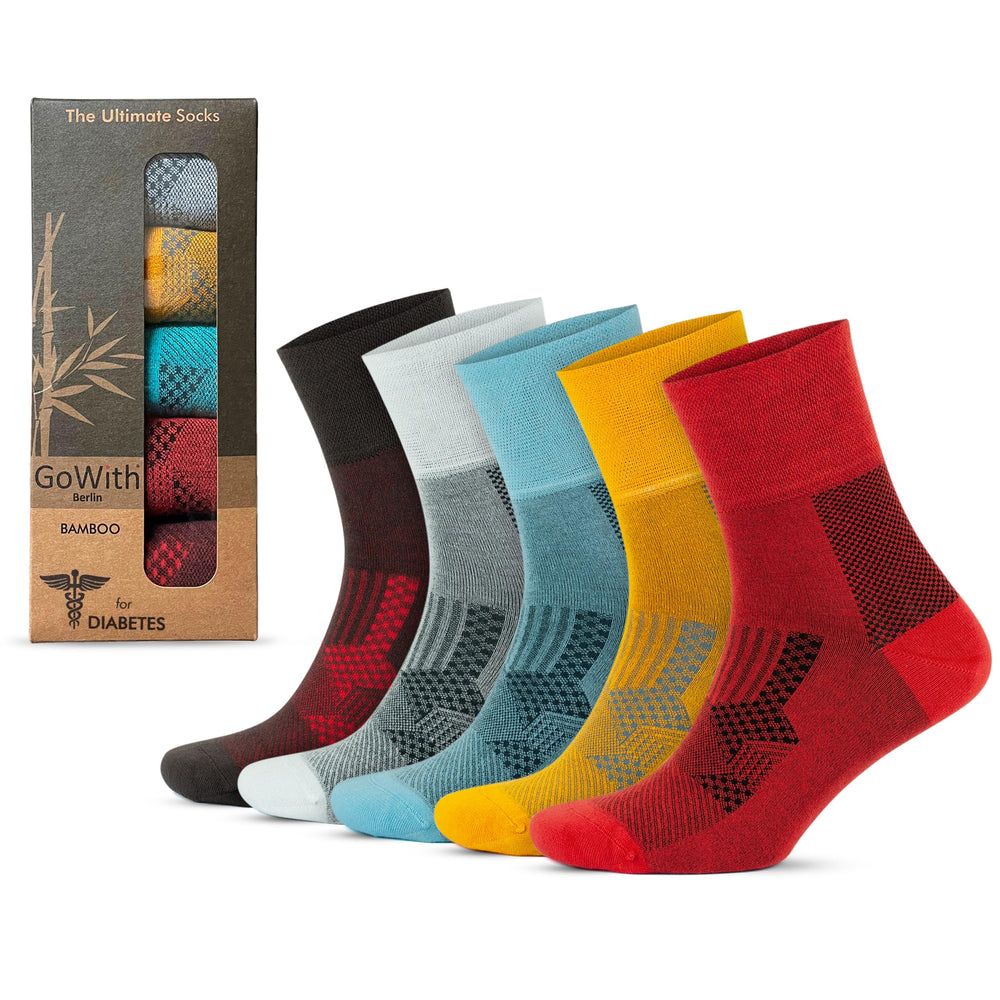 GoWith diabetic socks in gift packaging, ready for gifting.