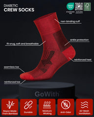 GoWith diabetic socks non-binding relaxed fit promoting comfortable circulation.