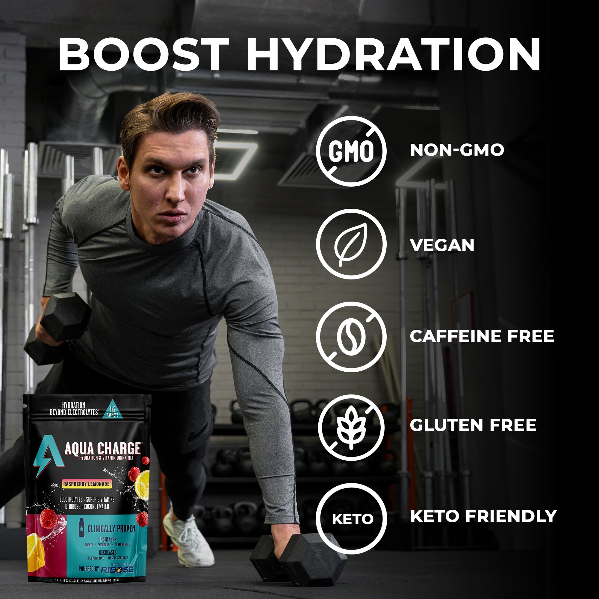 Grab The Gold Aqua Charge box sixteen packs signals easy gym and travel use