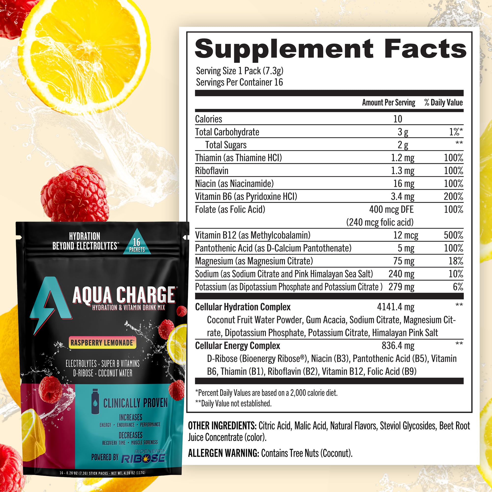 Grab The Gold Aqua Charge flavor closeup raspberry lemonade conveys refreshing taste
