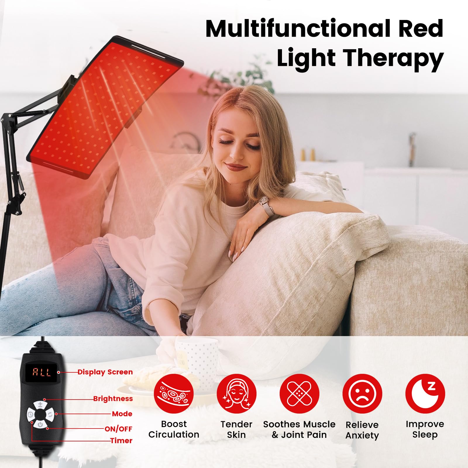 Gracekey red light panel on an adjustable stand for flexible placement