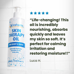 Grahams Natural Skin Therapy Oil in calming bath.