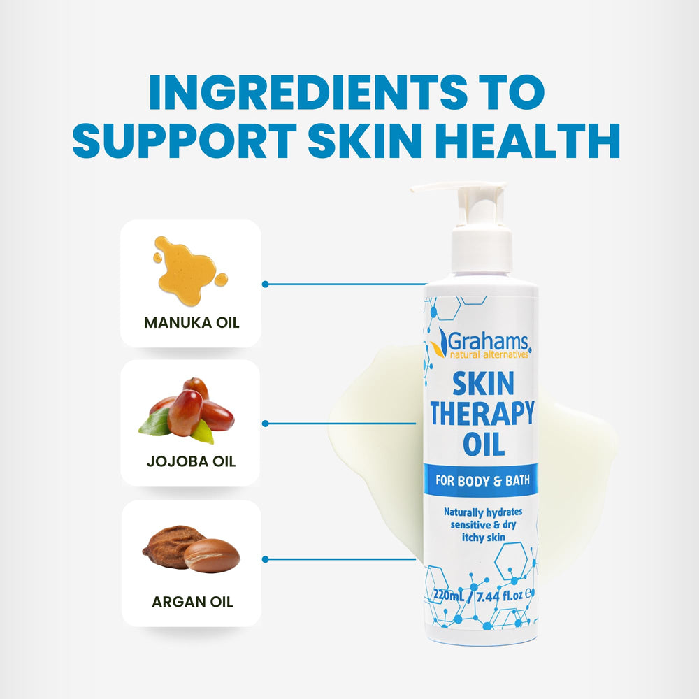 Grahams Natural Skin Therapy Oil for eczema-prone skin.