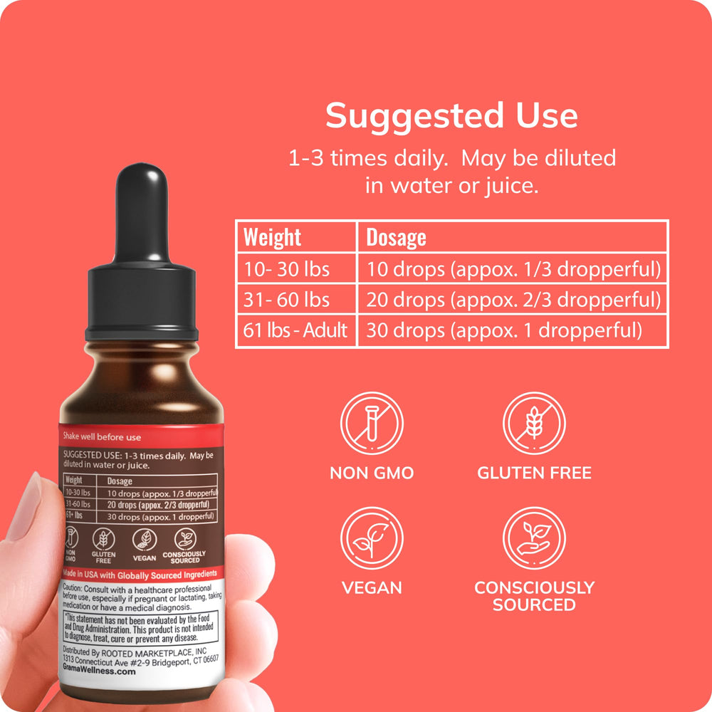 Grama Wellness label closeup highlighting organic, non-GMO ingredients.