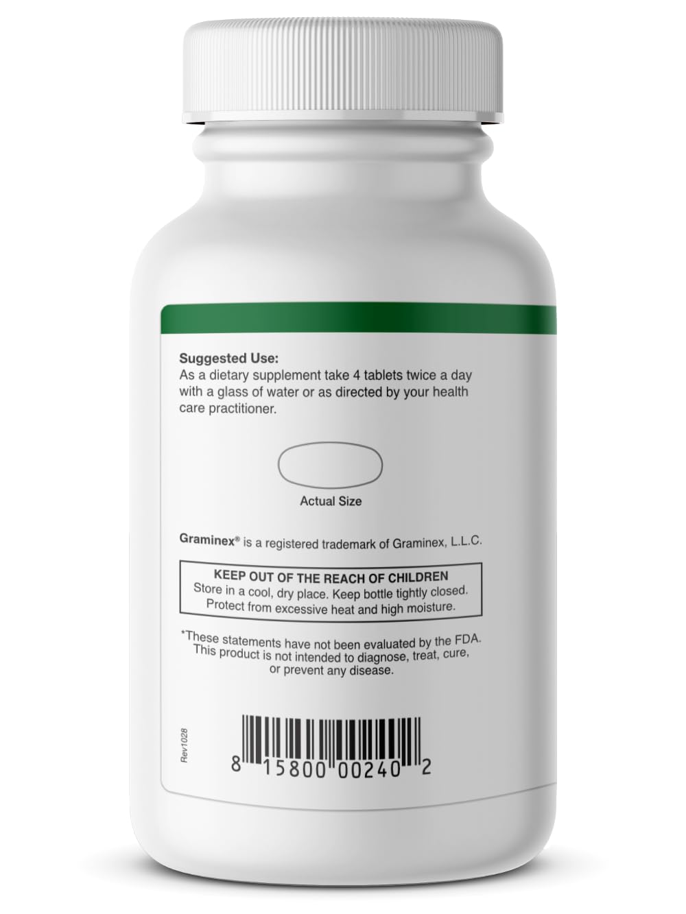 Graminex Barley Grass Tablets packaging with label, simple daily supplement for meals.