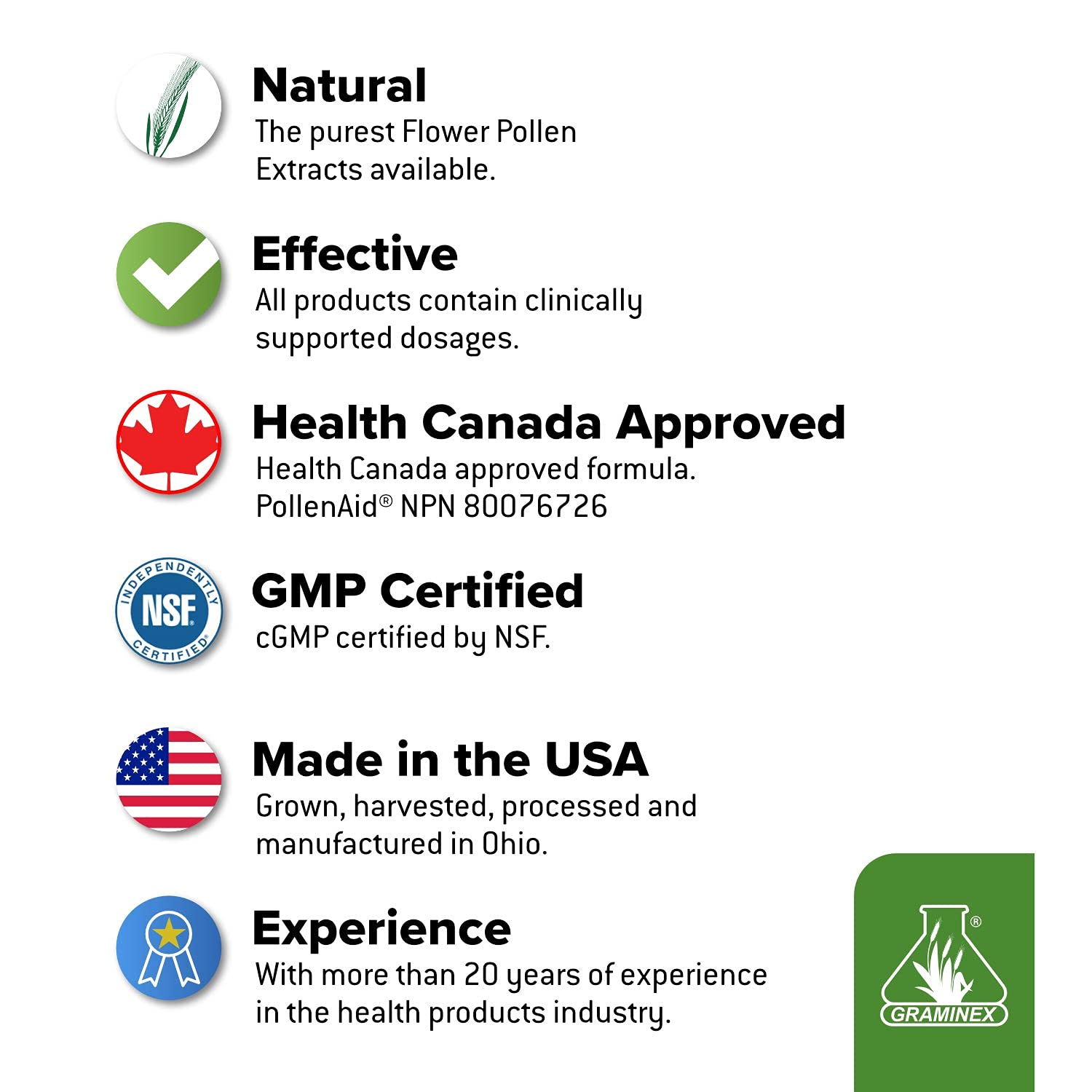 Graminex PollenAid farm and processing imagery signals ethical sourcing.
