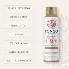 Grand Tongo fragrance-free insect repellent quick-drying formula on skin.
