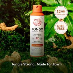 Close-up of Grand Tongo label highlighting 20 percent picaridin formula.