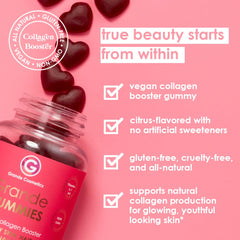 Grande Cosmetics gummies close-up with citrus flavor highlighting vitamin blend for hair and skin.