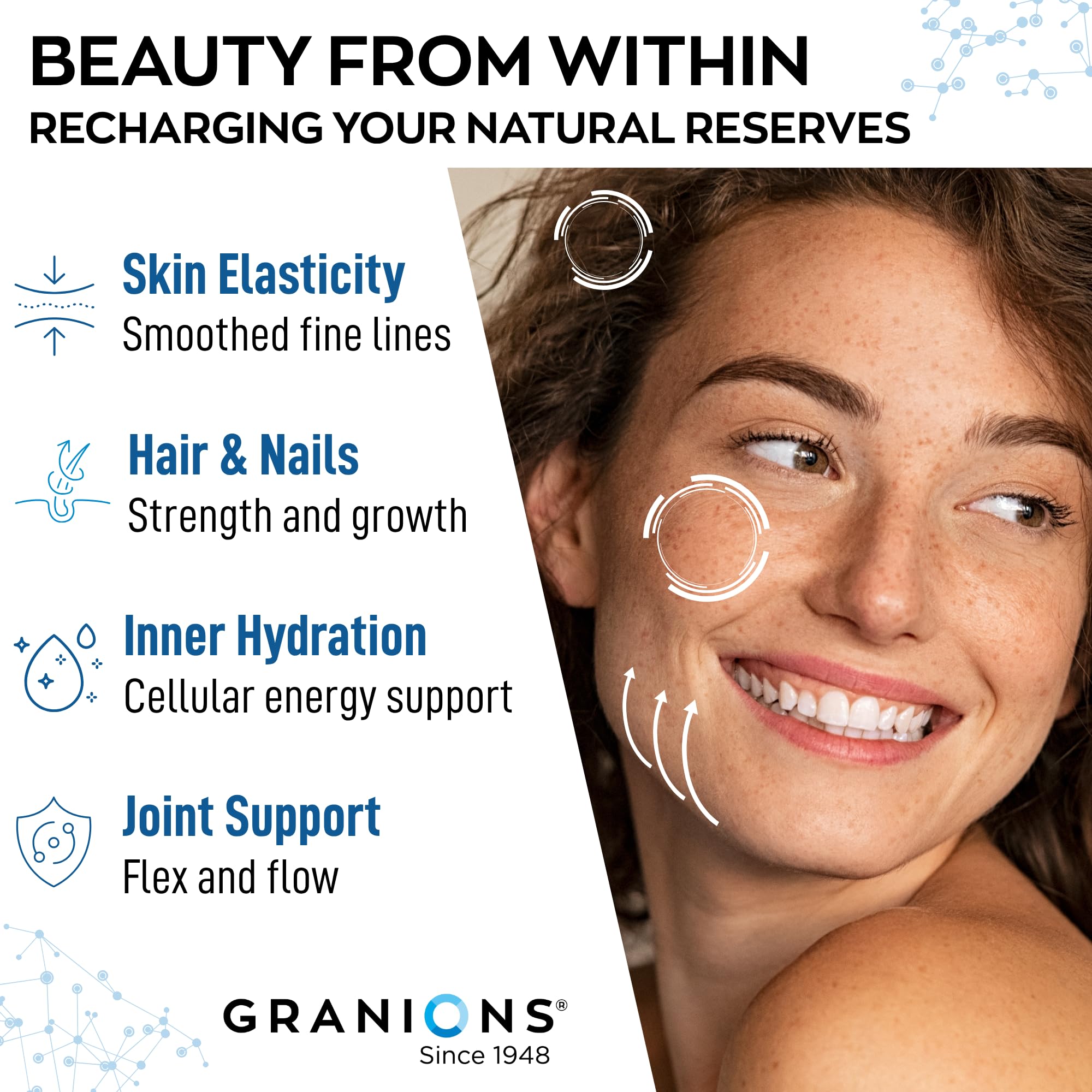 Granions Marine Collagen Powder dissolving in water with smooth, fast absorption
