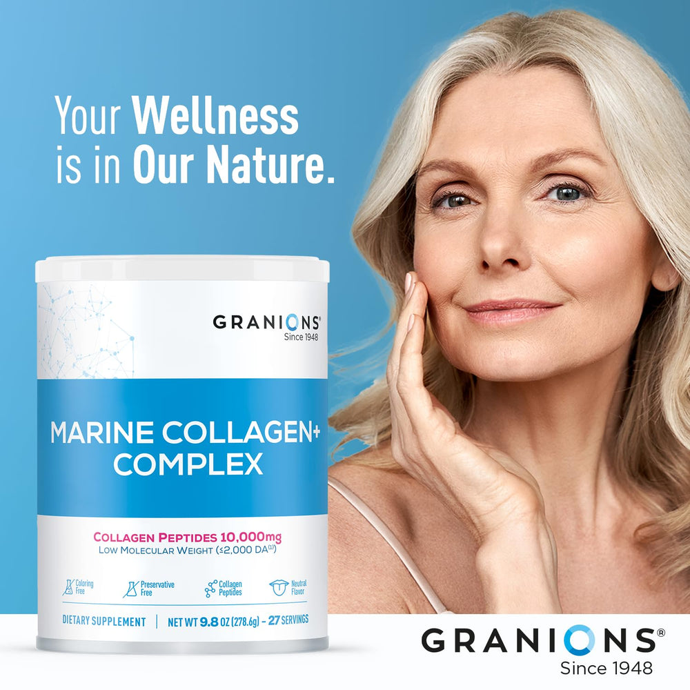 Granions Marine Collagen Powder jar on modern kitchen setup
