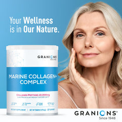Granions Marine Collagen Powder jar on modern kitchen setup