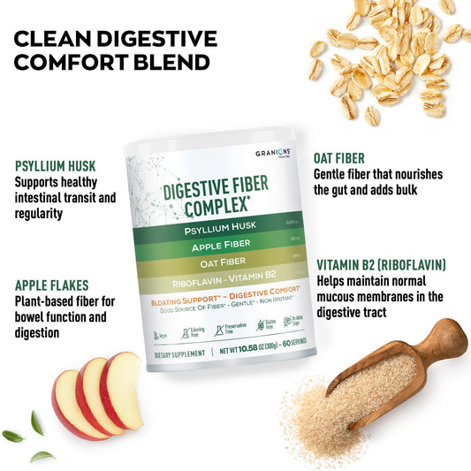 Granions Psyllium Husk Powder scoop for easy, measured daily fiber intake.